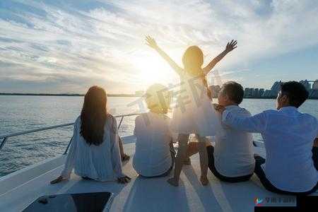 女儿在船上送爸爸上船