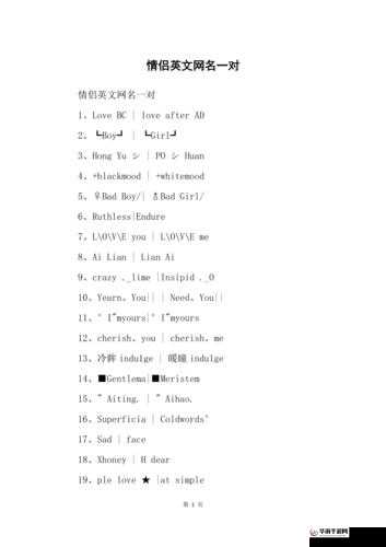 2024 欧美个性情侣网名精选：时尚潮流，秀出独特爱意